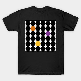 Black dots with orange, yellow and violet points T-Shirt